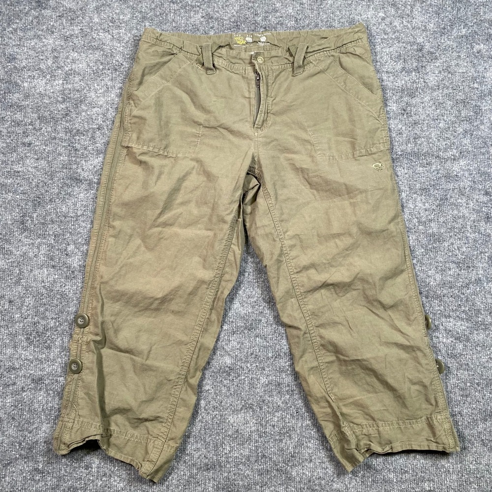 Mountain Hardwear Womens Olive Green Hemp Cotton Capri Utility Pants 12 OL2998